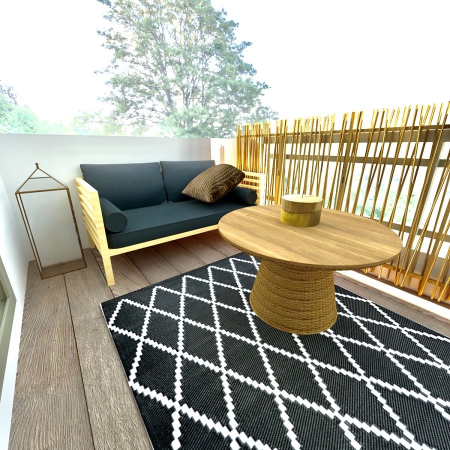 Image montrant une vue d'une terrasse modélisée en 3D