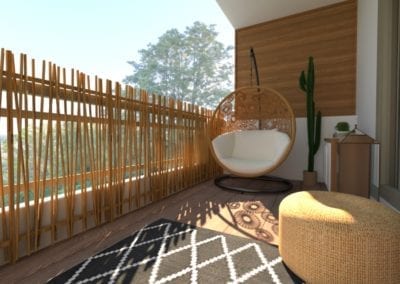 Image montrant une vue d'une terrasse modélisée en 3D