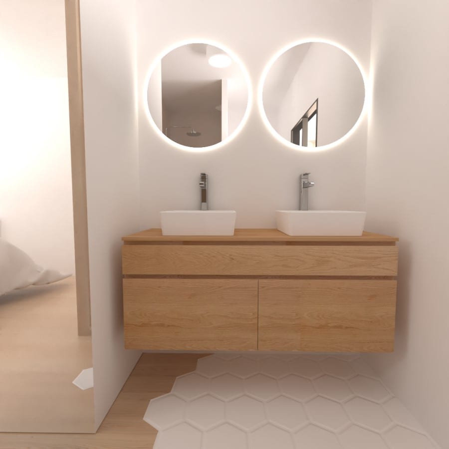 Image montrant une vue d'une chambre parentale modélisée en 3D