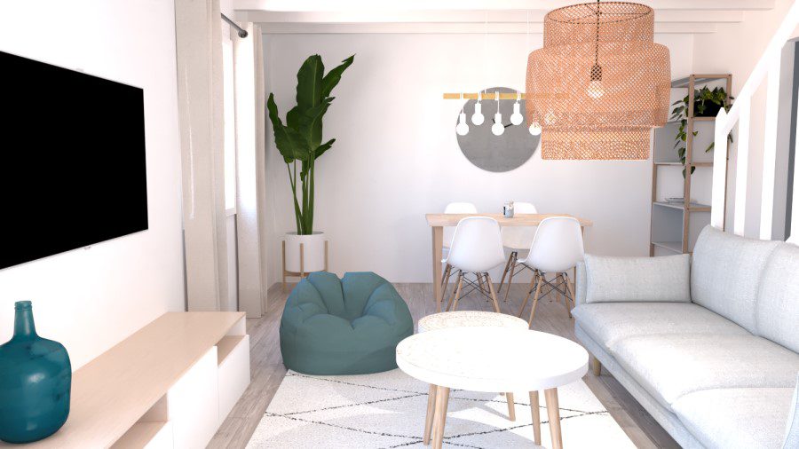 Image montrant un modélisation 3D d'un salon salle à manger