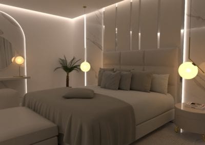 Image montrant la modélisation 3D d'une chambre pour un projet de décoration intérieure