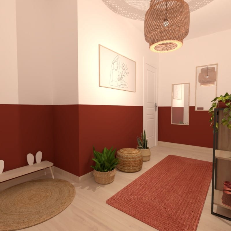 Image montrant la décoration intérieure d'une entrée Terracotta en 3D