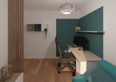Image montrant la réalisation d'un bureau en 3D pour un projet de décoration intérieure