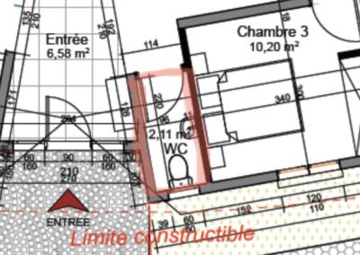 Plan pour projection 3D de toilettes pour une maison neuve