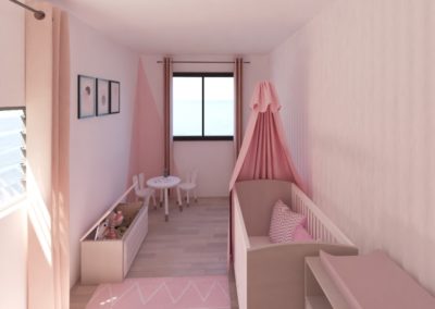 Projection 3D d'une chambre pour une petite fille
