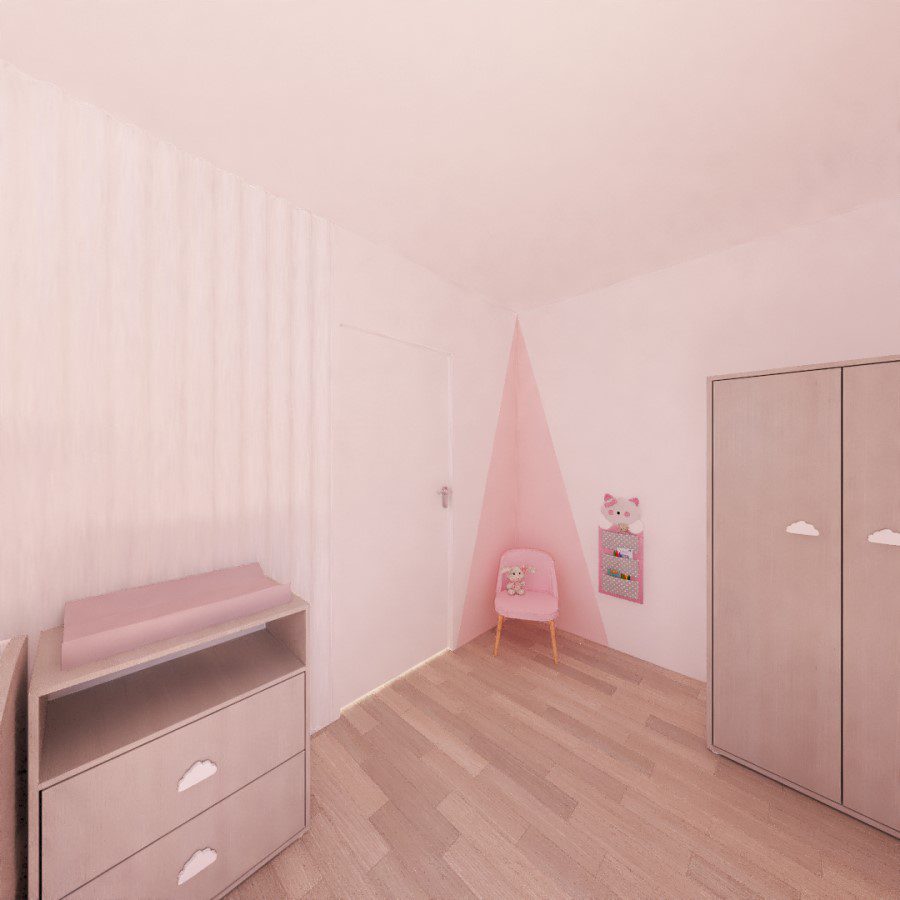Projection 3D d'une chambre pour une petite fille