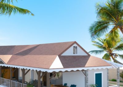 Projection 3D d'une maison en Martinique pour un projet de décoration extérieure