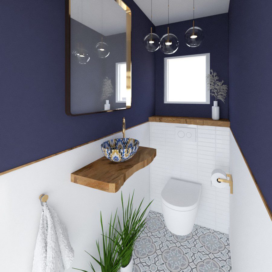 Projection 3D de toilettes pour une maison neuve