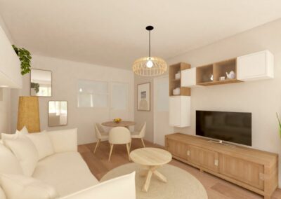 Image d'un projet 3D de salon pour un projet de décoration d'intérieur